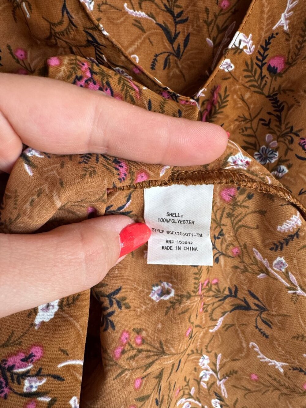 Melloday Womens Floral Brown Dress in XL - Picture 3 of 4